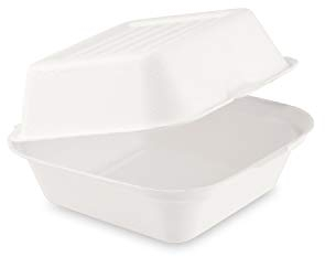 LogiPack GeRo 150x Bio Take Away Box weiß 152 x 150 x 78 mm aus Zuckerrohr | nachhaltige To Go Lunchbox Hamburgerbox Essensbox | Lebensmittel Behälter Einweg | kompostierbar auslaufsicher