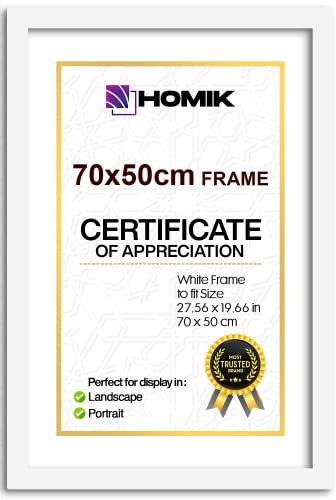 HOMIK Cadre Blanc 50x70 avec Design Classique élégant, Affichage Photo Polyvalent, Durable,Décoration d'intérieur, Facile à monter
