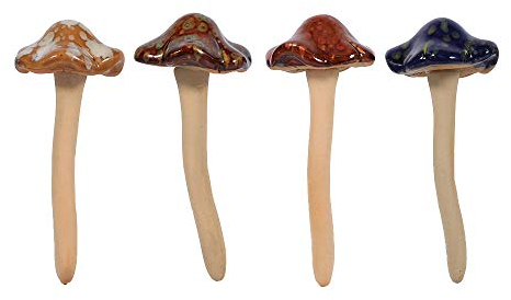 sanhao Gartendekoration, 4 Stück Keramik-Pilz für Garten Hof Feengarten- Rase Gartenpilze, Fairy Garden Pilz Toadstool Töpfe Ornament für DIY Dollhouse Potting Shed Blumentopf Pflanzen Statue