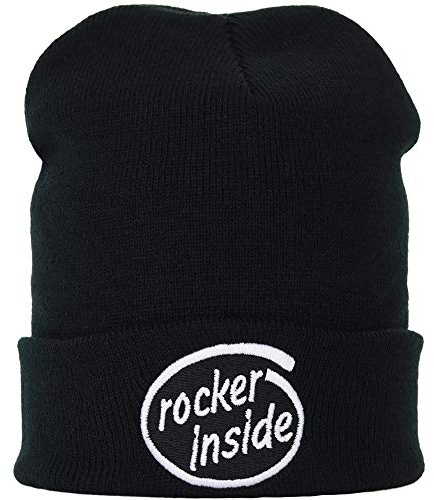 Lustige Strickmütze - Warme Wintermütze mit Spruch Rocker Inside - Rocker Beanie für Damen und Herren - Unisex Wollmütze - Haube mit Spruch