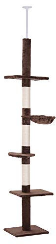 PawHut Arbre à Chat Poteau à griffer L40 x l 34 x H 230-260 cm 5 Niveaux d'activités Marron