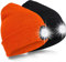 SPGOOD LED Beanie Beleuchtete Mütze mit Licht,Wiederaufladbare USB Winter Warm LED Mütze mit Licht,Lampe Laufmütze für Angeln,Jogger,Camping,Laufen(Schwarz&Fluoreszierendes Orange)