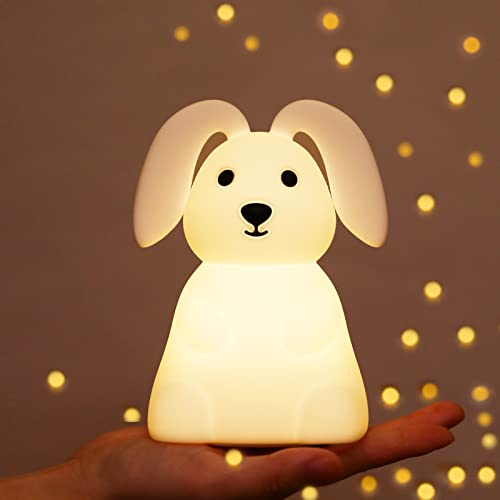 LOVERUIS Bunny Kinder Nachtlicht, 7 Farben wechselnde LED tragbare Touch Baby Licht, USB wiederaufladbare Silikon Tier Nachtlicht (einfach und niedlich Bunny)