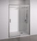Mampara de ducha frontal 1 corredera + 1 fijo - sin perfilería inferior - Cristal transparente templado 6mm antical - Plata Brillo - Ancho adaptable 135 a 140cm - Posición puerta izquierda - Alt 195cm
