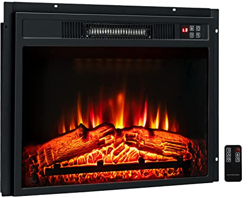 GOFLAME 23” Electric Fireplace Insert, Recessed Fireplace Heater with Remote Control & Touch Screen, Wall Mounted Electric Fireplace with Adjustable Flame Brightness and Timer, Overheating Protection