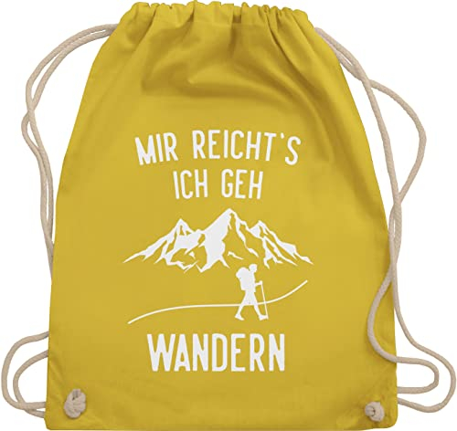 Turnbeutel Rucksack - Laufen Joggen Zubehör - Mir reichts ich geh wandern - Berge - Unisize - Gelb - wanderzubehör hobby wanderlust juterucksack geschenke für wanderfreunde laufsport bergen