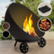 Blumfeldt Brasero Exterieur pour Le Jardin et Terrasse, Brasero Grill Portable, Couverture Pluie, Bol en Acier, BBQ Rond avec Foyer Camping, Brûleur à Bois, Résistant Intempéries, Tisonnier