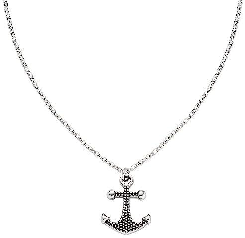 Amen Halskette mit Anker aus Stahl und Emaille, Länge 50 + 5 cm, Kollektion Metropolitan ACCL100, medium, Edelstahl, Kein Edelstein