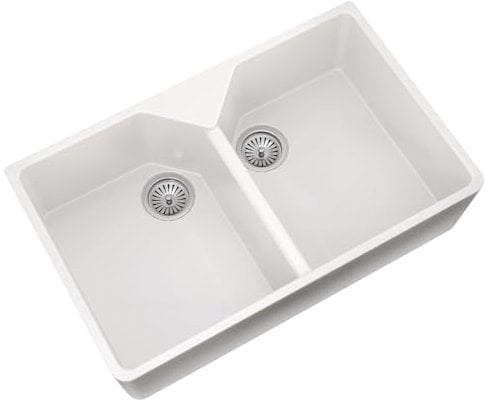 Liquida BT64WH 2.0 Bowl Butler Inset Or Undermount Gloss White Kitchen Sink
