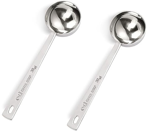 2 Pieces 2 Tablespoon Scoops with Long Handle, 30 ml Stainless Steel Coffee Measuring Spoon 30ml Measuring Tablespoon for Coffee Milk Fruit