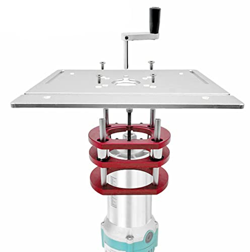 Metal Router Lift, System Kit Aluminum Woodworking Insert Base Plate Metal Router Insert Plate Router Lift System Kit for Router Table Saw(Silver)