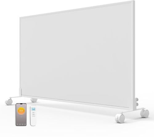 900w Infrared Heating Panel Built in Thermostat- WIFI with Roller, Far Infrared Panel Heate - Wall Mounted & Free Standing Eco-friendly Low Energy App Remote Control Heaters with Timer - 1220x768mm