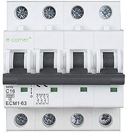 E-Corner | Interruttore Magnetotermico Curva C | 3P+N 16A 6kA | 415V AC 50HZ | Confezione singola