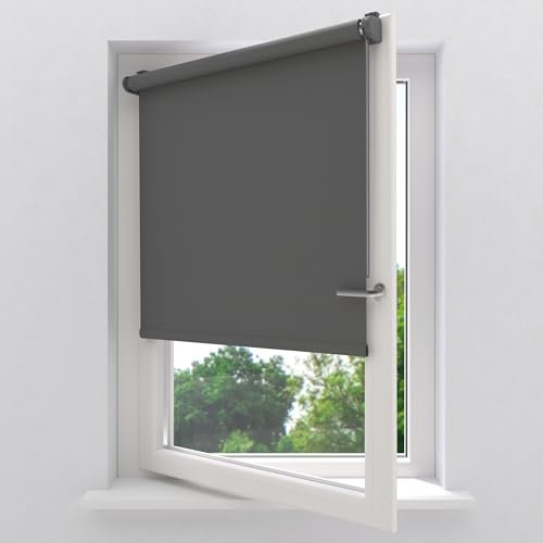 Radeco® Verdunklungsrollo ohne Bohren klemmfix 90 x 220 cm (BxH) anthrazit, Fenster rollos für innen, Rollo ohne Bohren, klemmrollo, fensterrollo, verdunkelungsrollo, rollos für Fenster ohne Bohren
