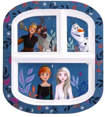 Zawadi Global Frozen - Plato dividido para desayuno, almuerzo y cena de 3 secciones para niños pequeños, 91091