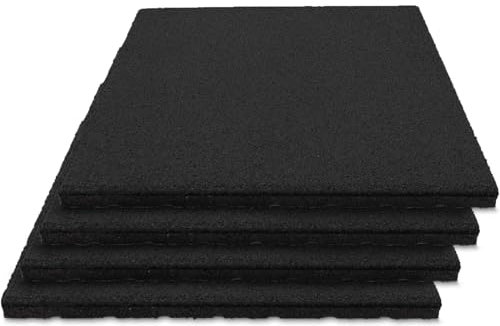 NOVA FORMA Revêtement de Sol Anti-Chute CAPTURA (4 pces) – Dalle de Sol pour intérieur & extérieur – Protection Anti Chute & Anti dérapante en Particules de Caoutchouc – Épaisseur 35 mm, Noir