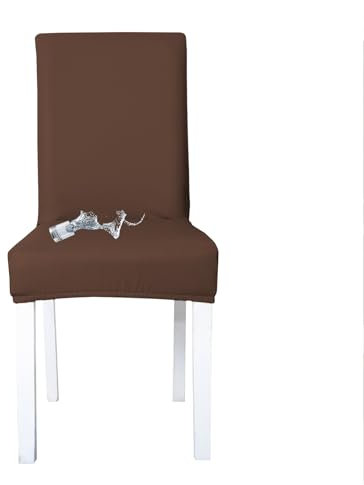 Stuhlhussen 6er Set Schwingstuhl Wasserdicht Stuhlbezüge Leder Beige Stuhlbezug Hochlehner Esszimmerstuhl Kratzfest Stretch Chair Covers Universale Abnehmbar Stuhl überzug überzieher(4PC,Brown)