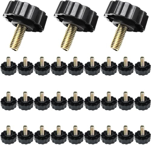 Gerändelte Gummidaumenschraube M5-30 Stück M5 Gewindeschrauben Edelstahlschrauben, gerändelte Muttern Flachkopfschraube M5, Maschinenschrauben Sicherungsschrauben Distanzbolzen M5 Schwarz