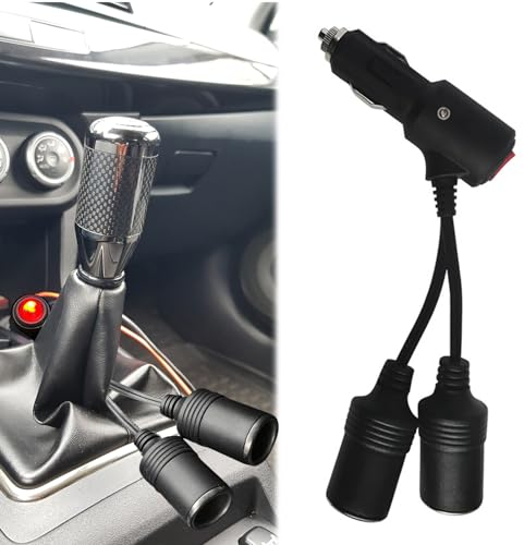 Distributore per accendisigari, 12 V, 24 V, per auto, moto, presa accendisigari da 1 a 2 auto, con interruttore 12 V/24 V