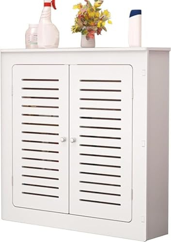 Modern Radiator Cover Heating Cabinet Storage Shelf Organizer Bathroom Floor Cabinet,With 2 Doors and Modern Vertical Grill Slats, Wood Heating Cover Cabinet, for Living Room Home 80cm×80cm×15cm