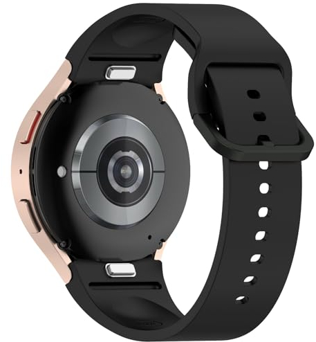 Miimall Armbänder für Galaxy Watch 7 6 5 4 Armband 40mm 44mm,Elastisch Langlebig Silikon Sportarmband für Samsung 6 Classic 47mm 43mm,5 Pro,4 Classic 46mm 42mm,3 41MM, Active 1/2,FE 40mm Band Schwarz