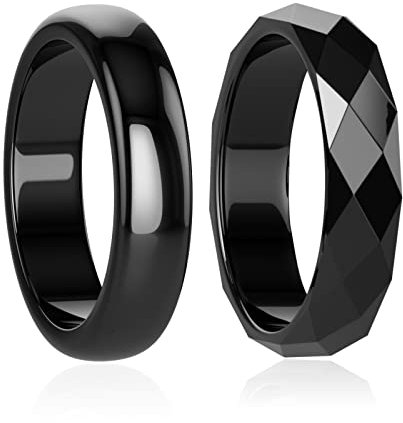 Lonage Hämatit-Ring für Frauen Männer, echter magnetischer schwarzer Steinring für Angst-Balance-Wurzel-Chakra, absorbieren negative Energie Schmuck Geschenke Größe 6-13 (11)