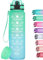 HydroPal 1L Sports Water Bottle, Slim Plastic Motivational Drink Bottle with Filter, Leakproof Water Bottle with Time Markings for Gym, Running, Travel, School, Office, Outdoor, BPA-free