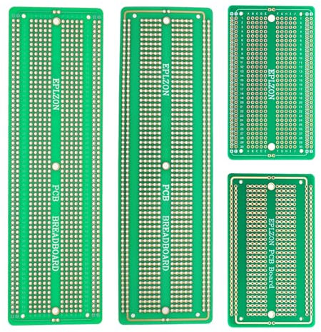 EPLOZN 2PCS 6.8x2.05 & 2PCS 3.5x2.05 Breadboard Kit Solderable Breadboards for Electronics Projects Compatible for DIY Soldering Circuits Projects Prototype Board,Green