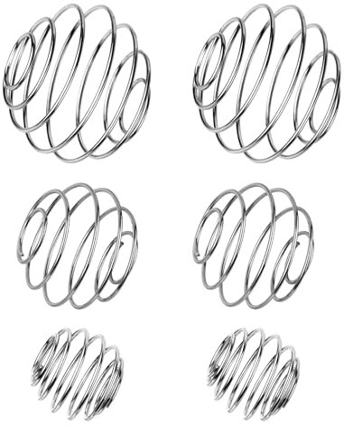RAFIYU 6 Pièces Mélangeur Biberon en Acier Inoxydable, Boule de Secousse Métal pour Mélanger Les Boissons en Poudre (3 Tailles)