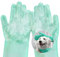 AMFUN Dog Washing and Bathing Gloves, Silicone Cleaning Multifunction Anti-Slip Massaging Gloves for Dogs and Cats, Green