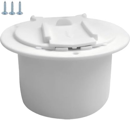 Cache prise pour camping-car - Blanc - Cache-câble rond pour camping-car - Passe-câbles pour camping-car - Avec vis, rabat de câble d'alimentation couvert