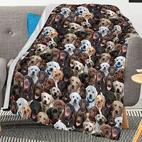 Kevcer Lustige Fleecedecke mit Labradorgesicht, niedlicher Labrador-Decke für Labrador-Liebhaber, Geschenk für Labrador-Mutter, Hundebesitzer, weiche Flanell-Hundedecke für Couch, Bett, Sofa,