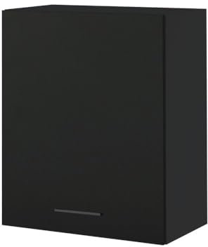 Cuisineandcie - Meuble haut de cuisine Lovia noir Mat 1 porte L 60 cm