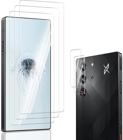Jewloofa Protector de Pantalla Compatible con ZTE Nubia Red Magic 10 Pro/10 Pro+ Cristal Templado [3 Piezas] y Protector de Lente cámara [2 Piezas], 9H, Vidrio Templado para Red Magic 10 Pro/10 Pro+