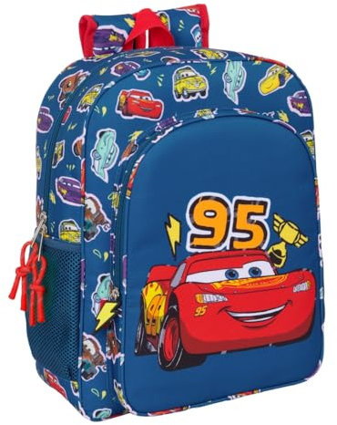 safta CARS Racing Schulrucksack für Kinder, anpassbar an den Kinderwagen, ideal für Kinder im Schulalter, bequem und vielseitig, Qualität und Widerstandsfähigkeit, 32 x 12 x 38 cm, marineblau, M,