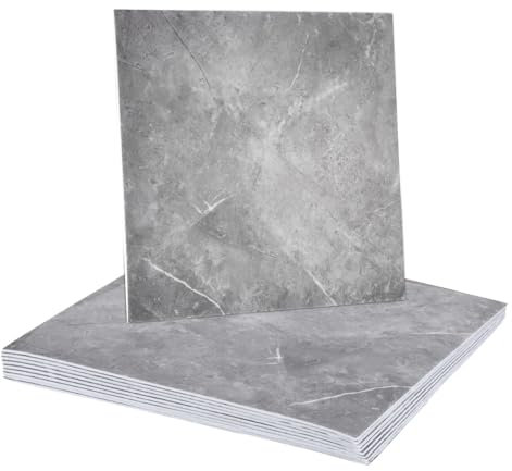 QUARKZMAN 10pcs Carreaux Marbre Adhésifs, Panneau Mural Imperméable Soubassement, 12x12 Carreaux PVC Adhésifs Pour Salle Bain, Cuisine, Salon, Design Jade Palace