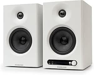 VULKKANO PRO4 Studio Monitor Speakers with 4” Woofer, Bluetooth, Balanced TRS Input, RCA, Headphone Output, AUX, Optical, EQ Adjustments, PC Monitor Speakers