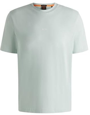 BOSS Herren TChup T-Shirt aus Stretch-Baumwolle mit Logo-Print Hellblau M