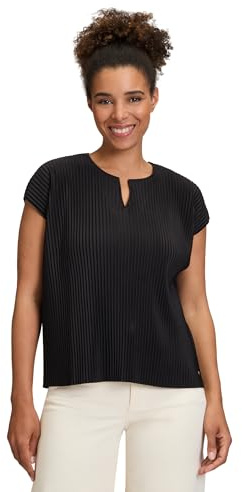 Betty & Co Damen Kurzarm-Shirt mit Plissee S, Schwarz