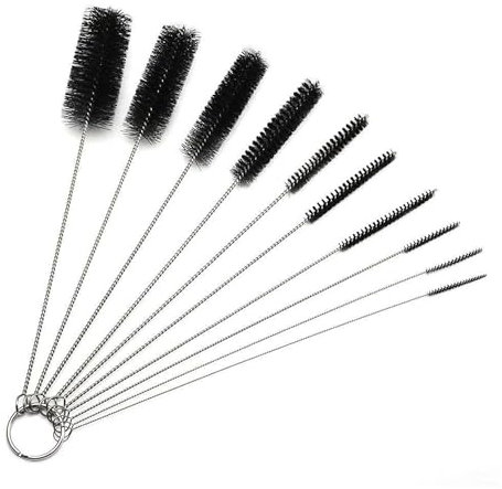 10 Pcs Nylon Straw Cleaning Brush Set – Bottle Pipe Cleaner Brushes for Straws, Kettles, Tubes & Spouts – Flexible Stainless Steel Wire with High-Density Nylon Bristles – Multi-Size Pipe Cleaner Set
