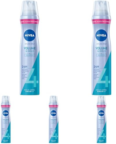 NIVEA Volume & Hold Styling Spray, stärkendes Haarspray mit UV-Schutz, Panthenol & Vitamin B3, Haarlack für sichtbar mehr Volumen & 24h Halt (Haltestufe 4), veganes Pflegespray ohne Silikone (250 ml)