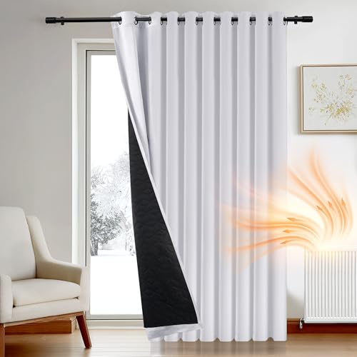 Deconovo Thermovorhang Kälteschutz, Gardinen mit Ösen gegen Kälte, Wärmeisolierend Vorhang Verdunkelung Wohnzimmer, 245x300cm(HöhexBreite), Silber Grau, 1 Stück