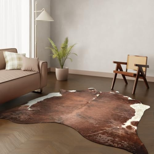 Wildlife Design ÜBERGRÖSSER Rinderfell Teppich Rotbraun 245x220 cm + GRATIS Lederuntersetzer – Echtes Kuhfell, XXL Format