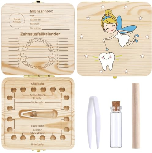 Sunshine smile Zahnfee Geschenke,Milchzahndose,Zahndose Milchzähne,Zahnbox für Milchzähne,Souvenir Box,Zahnbox aus Holz,Aufbewahrungsbox für Zähne