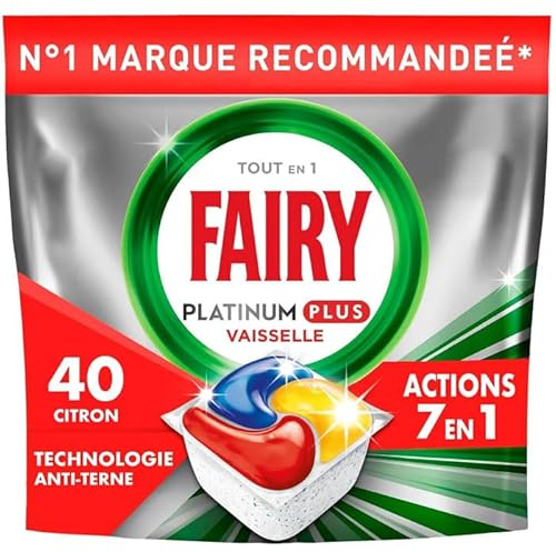 FAIRY Platinum Plus Tablettes lave-vaisselle tout en 1 citron 40 tablettes