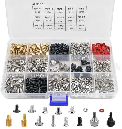 YYWEi 502 Stück PC Schrauben Set SSD Schraubenset Mainboard Schrauben für Reparatur PC Gehäuse Komponenten CD-ROM Festplattenschrauben Lüfterschrauben Zubehör
