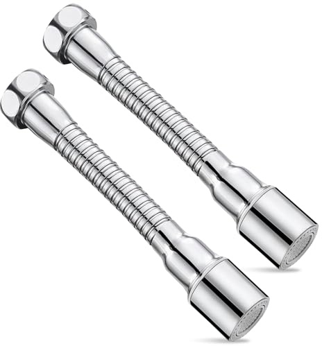 2 PCS Faucet Extender, 20 cm Kitchen Tap Extension Stainless Steel 360° Rotation Tap Extender Flexible Taps Adapter with Universal Tap Adapter for Kitchen Sink Bathroom Washbasin
