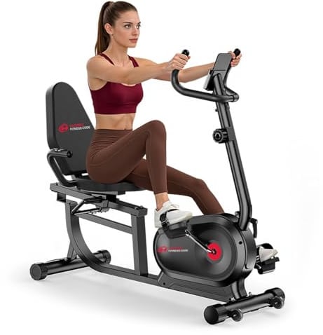 GartistGo Cyclette 5 in 1 con 16 resistenza magnetica e portata 150 kg, ergometro con schienale e display LCD, impugnatura per fitness
