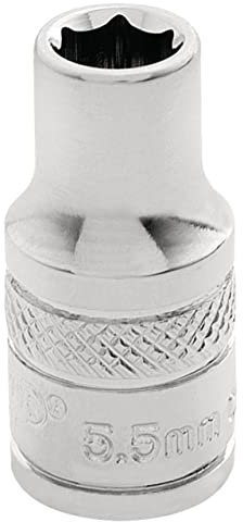Draper 32449 1/4 Square Drive Polished Chrome Metric Socket, 5.5 mm Size, Blue