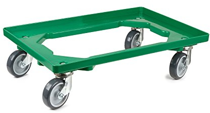 aidB Kunststoff Transportroller Offen - Grün - mit Gummiräder, 4 Lenkrollen - Einzel
